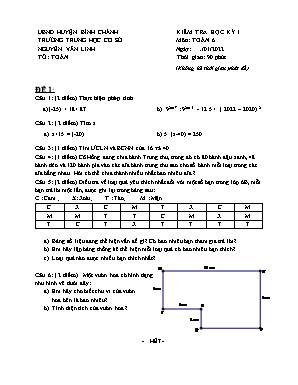 Kiểm tra học kì 1 Toán Lớp 6 - Năm học 2022-2023 - Trường THCS Nguyễn Văn Linh (Có hướng dẫn chấm)